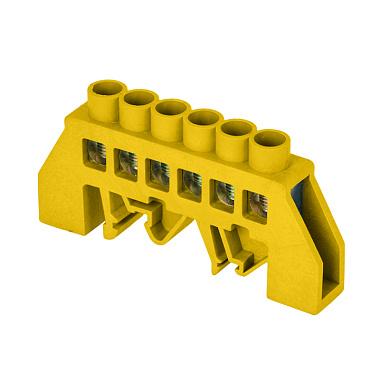 Шина "0" РЕ (8x12мм) 6 отв. латунь желтый комбинированный DIN-изолятор EKF