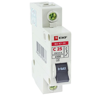 Автоматический выключатель 1P  16A (C) 4,5kA ВА 47-29 EKF Basic