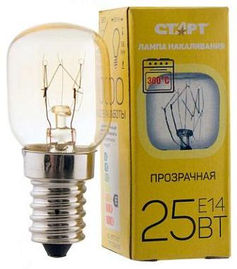 Лампа накаливания Е14 25Вт 220В для духовых шкафов СТАРТ OVEN