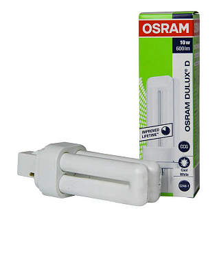 Лампа люминесцентная DULUX D 10W/21-840 G24d-1 4000К холодный белый цвет Osram