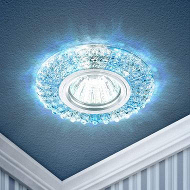 Светильник ЭРА декор cо светодиодной подсветкой (голубой+белый), прозрачный Б0019200