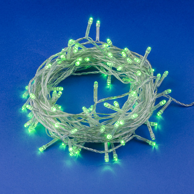 Гирлянда светодиодная 10м 100 светодиод. зеленый свет провод прозрачный ТМ Uniel