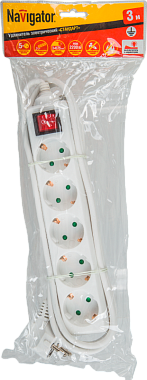 Удлинитель 5* 5 м с з/к с з/шт с выкл. 10А Navigator 71 558