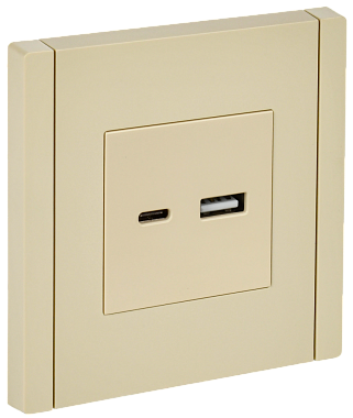 Розетка 1 СП USB A+тип-С 3,1А IEK FP450 Forte&Piano ваниль