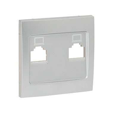 Лицевая панель розетки 1-местной RJ-45 EKF Валенсия сталь
