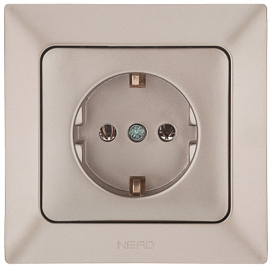 Розетка с заземлением 1 СП 16А Ne-ad Aras бронза