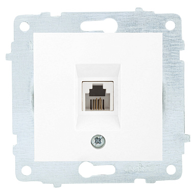 Розетка 1 СП телефонная RJ11 механизм Ovivo белый