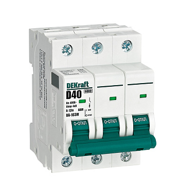 Автоматический выключатель 3P   40А (D) 6кА ВА103M без теплозащиты DEKraft