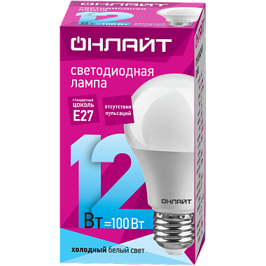 Лампа светодиодная Е27  12Вт 4000К 176-264В груша ОНЛАЙТ 71 655