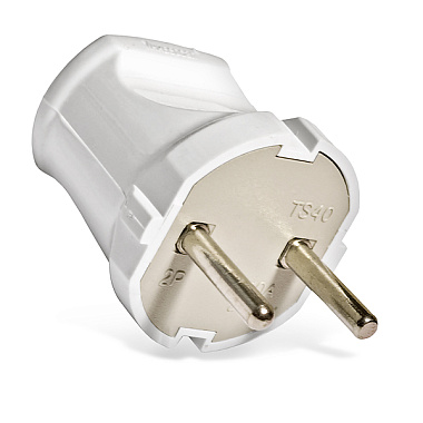 Вилка прямая б/з белая 6А 250В UNIVersal A113