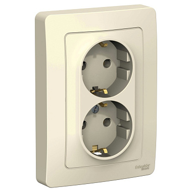 Розетка с заземлением 2 СП 16А SE Blanca молочный