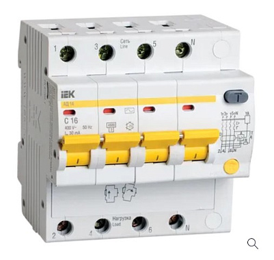 Диф. автомат 4P 16А  30мА х-ка C АД-14 IEK