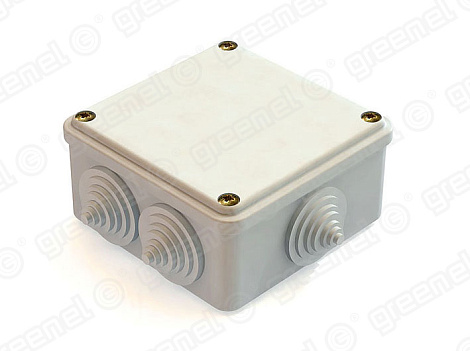 Коробка расп. ОП 100х100х45мм IP44 6 вводов серый Greenel