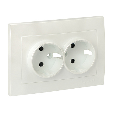 Лицевая панель евророзетки 2-местной с з/шт EKF Валенсия жемчуг