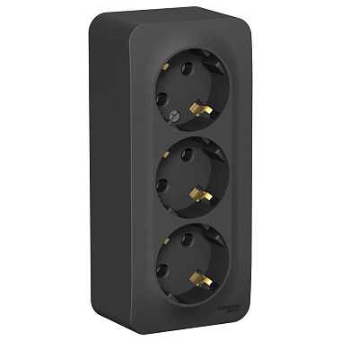 Розетка с заземлением 3 ОП 16А (изол.пл.) SE Blanca антрацит