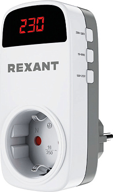 Реле контроля напряжения «вилка-розетка» 16А 230В c дисплеем Rexant