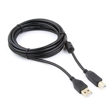 Кабель USB2.0 Cablexpert CCF-USB2-AMBM-10, AM/BM, медь, двойн.экран, фер.кольцо, Pro, 3м, чер, пакет