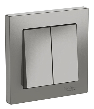 Выключатель 2 СП 10АХ сх.5 безвинт. зажим SE AtlasDesign сталь