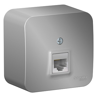 Розетка 1 ОП комп. RJ45 кат.5e (изол.пл.) SE Blanca алюминий