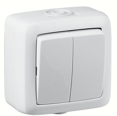 Выключатель 2 ОП IP44 16А Hegel Alfa белый
