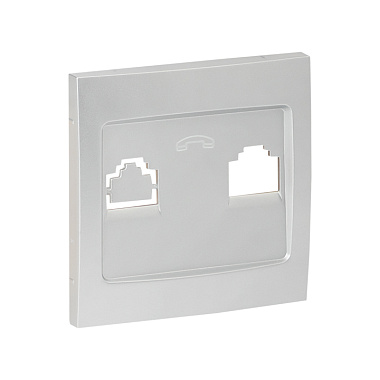 Лицевая панель розетки 1-местной Phone EKF Валенсия сталь