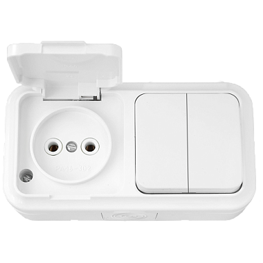 Блок ОП (2кл. + 1роз.) IP54 Bylectrica Пралеска Аква белый