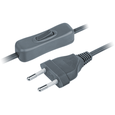 Шнур с вилкой и проходным выкл. L-1,7м серый Navigator 61 722