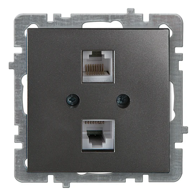Розетка 1 СП комп. RJ45+RJ45 кат.5е механизм Nilson Touran Metallic антрацит