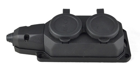 Колодка 2-гн. с з/к с крышкой 16А IP44 (каучук) AY-KA