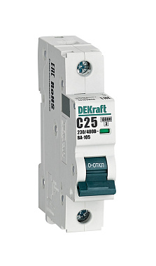 Автоматический выключатель 1P  25A (C) 10kA ВА105 DEKraft