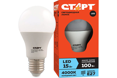 Лампа светодиодная Е27  15Вт 4000К груша Старт ECO