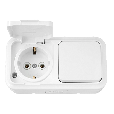 Блок ОП (1кл. + 1роз.с з/к) IP54 Bylectrica Пралеска Аква белый