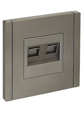 Розетка 1 СП комп. RJ45+RJ45 кат.5е IEK FP533 Forte&Piano сталь