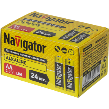 Элемент питания (AA) щелочной LR6 Alkaline 1,5V (24шт в боксе) Navigator 14 060