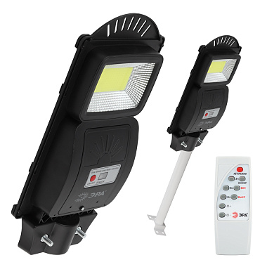 Светильник консольный на солн. бат. ЭРА COB с кроншт. 20W с датч.движ. ПДУ 450lm 5000К IP65 Б0046792