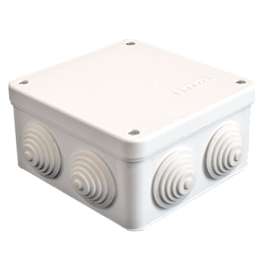 Коробка расп. ОП 105х105х56мм IP54 7 вводов (7 гермовводов) крышка на винтах белый E.p.plast