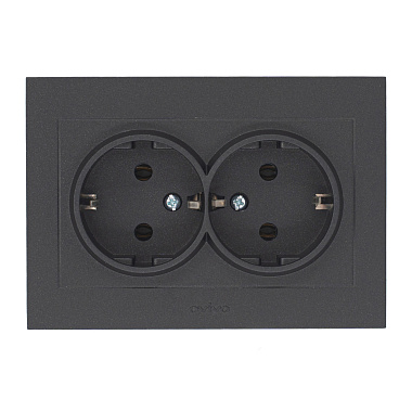 Розетка с заземлением 2 СП 16А Ovivo Grano черный металлик