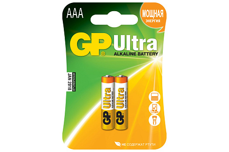 Элемент питания (AAA) щелочной LR03 Alkaline 1,5V 2BL GP Ultra
