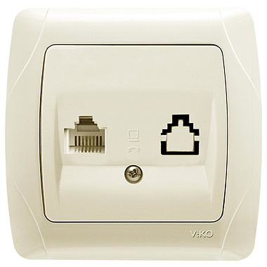Розетка 1 СП телефонная RJ11 Viko Carmen крем