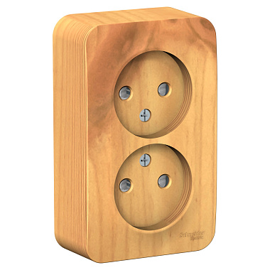 Розетка 2 ОП 16А с з/шт (изол.пл.) SE Blanca ясень