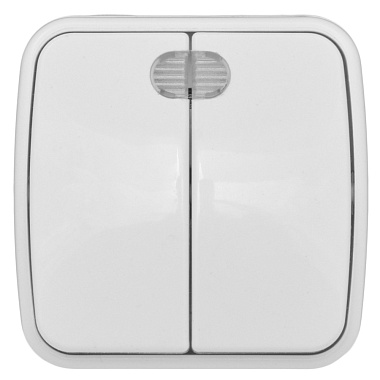 Выключатель 2 ОП 10А с подсв. EKF Минск белый