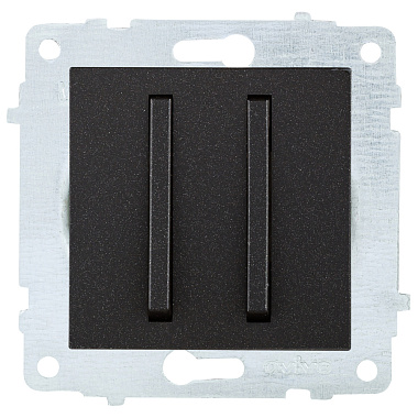 Выключатель 2 СП 10А узкая клавиша механизм Ovivo черный металлик