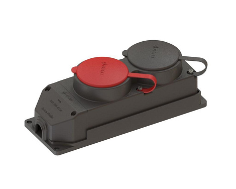 Колодка 2-гн. с з/к с крышкой 25А+16А IP44 (каучук) 250В/380B Ne-ad