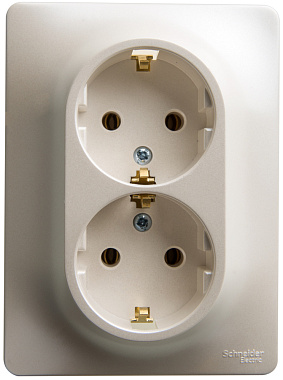 Розетка с заземлением 2 СП 16А SE Glossa перламутр