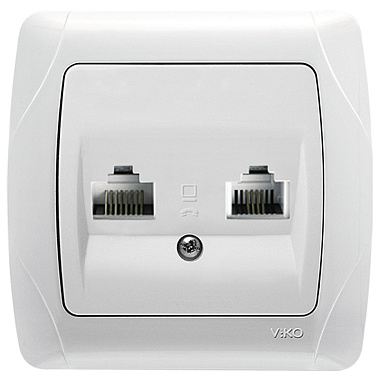 Розетка 1 СП комп. RJ45 кат.5e + телеф.RJ11 Viko Carmen белый