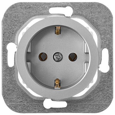 Розетка с заземлением 1 СП 16А механизм Bylectrica Прованс серебро