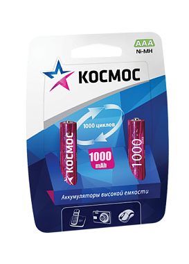 Аккумулятор ААА 1.2V 1000mA*ч 2BL Космос