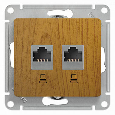 Розетка 1 СП комп. RJ45+RJ45 кат.5е механизм SE Glossa дуб