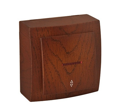 Выключатель 1 ОП 10А проходной с подсв. Nilson Themis Wood черешня