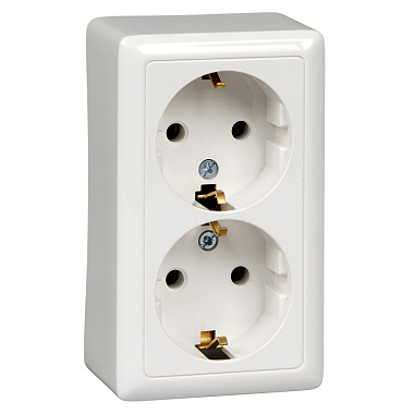 Розетка с заземлением 2 ОП 16А SE Хит белый